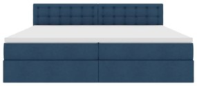 vidaXL LED Κρεβάτι αποθήκευσης με στρώμα Μπλε 200 x 200 cm Ύφασμα