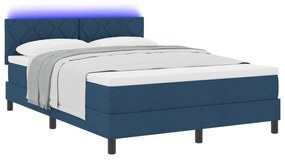 vidaXL Κρεβάτι με Βαθμίδα & LED Μπλε 140x190 εκ. Ύφασμα