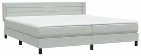 Box Spring κρεβάτι με στρώμα ανοιχτό γκρι 200x220 εκ. Βελούδινο - Γκρι