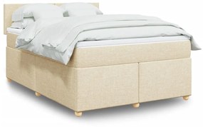 Κρεβάτι Boxspring με Στρώμα Κρεμ 140x190 εκ. Υφασμάτινο