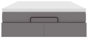 vidaXL Οθωμανικό κρεβάτι με στρώμα Γκρι 140x200cm Faux Leather
