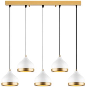 Φωτιστικό Οροφής - Ράγα Yildo 892OPV2138 90x17x111cm 5xE27 40W White-Gold Opviq