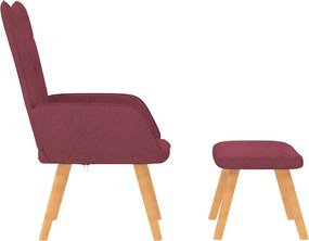 vidaXL Πολυθρόνα Relax Μπορντό Υφασμάτινη με Σκαμπό
