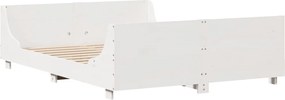 vidaXL Σκελετός Κρεβ. Χωρίς Στρώμα Λευκό 140x200 εκ Μασίφ Πεύκο