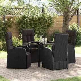 vidaXL Ανακλινόμενες Καρέκλες Κήπου 5 pcs Μαύρο 80 x 80 x 73 εκ