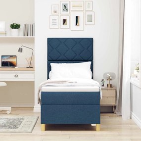 vidaXL Κρεβάτι με ελατήρια με στρώμα Μπλε 80 x 200 cm ύφασμα