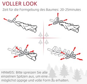 HOMCOM Τεχνητό Χριστουγεννιάτικο Δέντρο, Χιονισμένο, Στενό Σχέδιο, Πυράντοχο, 210 εκ., Πράσινο/Λευκό