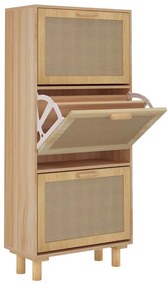 vidaXL Παπουτσοθήκη Καφέ 52x25x115 εκ. Επεξεργασμένο Ξύλο/Φυσικό Ρατάν