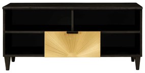 vidaXL Ντουλάπι TV Μαύρο και Χρυσό 100 x 33 x 46 εκ Μασίφ ξύλο μάνγκο