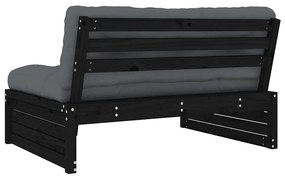 vidaXL Καναπές Μεσαίος Μαύρος 120 x 80 εκ. από Μασίφ Ξύλο Πεύκου