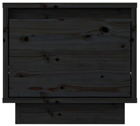 Κομοδίνα 2 τεμ. Μαύρα 35 x 34 x 32 εκ. από Μασίφ Ξύλο Πεύκου - Μαύρο