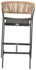 Σκαμπό Μπαρ C5892.05 Αλουμινίου Μαύρο με Μπέζ Rattan &amp; Textline 56x58x105Y εκ. 56x58x105 εκ.