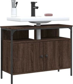 vidaXL Ντουλάπι Νιπτήρα Μπάνιου Καφέ Δρυς 80x30x60 εκ. Επεξ. Ξύλο