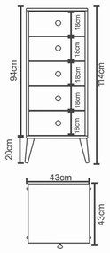 Συρταριέρα ArteLibre AMARI Δρυς/Ανθρακί Μοριοσανίδα 43x43x114cm