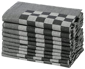 vidaXL Πετσέτες Κουζίνας 10 τεμ. Μαύρο / Λευκό 50 x 70 εκ. Βαμβακερές