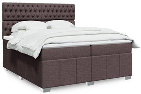 Κρεβάτι Boxspring με Στρώμα Σκούρο Καφέ 200x200 εκ. Υφασμάτινο - Καφέ