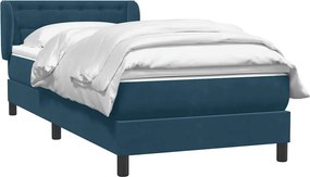 vidaXL Κρεβάτι Boxspring με Στρώμα Σκούρο Μπλε 80x220 εκ. Βελούδινο