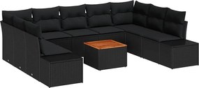 vidaXL Σετ Καναπέ Κήπου με αποθήκευση 10 pcs Μαύρο