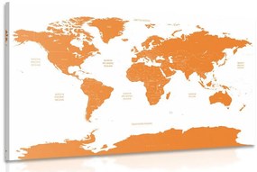 Εικόνα του παγκόσμιου χάρτη με μεμονωμένες πολιτείες σε πορτοκαλί χρώμα - 90x60