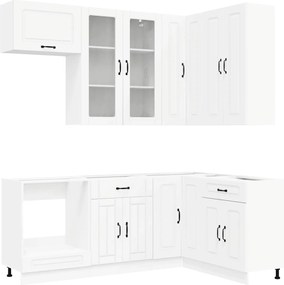 vidaXL Μονάδα κουζίνας KALMAR 8 pcs Λευκό Επεξεργασμένο Ξύλο