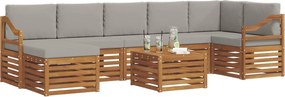 vidaXL Σειρά Καναπέ Εξωτερικού 8 pcs Φυσικό και Ανοιχτό Γκρι