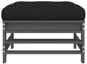 vidaXL Υποπόδια Κήπου με Μαξιλάρια 2 τεμ. Γκρι από Μασίφ Ξύλο Πεύκου