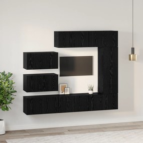 vidaXL Σετ Καθισμάτων Τηλεόρασης 8 pcs Μαύρη Δρυς 30.5 x 30 x 90 cm