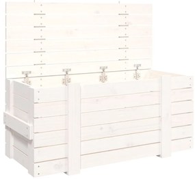 Κουτί Αποθήκευσης Λευκό 91x40,5x42 εκ από Μασίφ Ξύλο Πεύκου - Λευκό