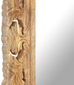 vidaXL Καθρέφτης Σκαλιστός στο Χέρι Καφέ 80x50 εκ. Μασίφ Ξύλο Μάνγκο