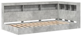 vidaXL Κρεβάτι Βιβλιοθήκης Γκρίζο 75x190 εκ Κατασκευασμένο Ξύλο