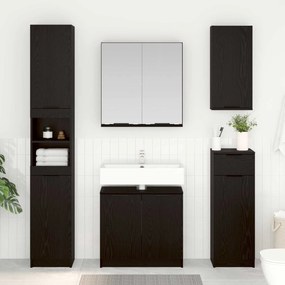 vidaXL Σετ Επίπλων Μπάνιου με ράφι 4 pcs Μαύρη Οξυά Επεξεργασμένο ξύλο