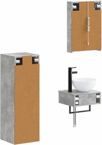 vidaXL Σετ Ντουλαπιών Μπάνιου 4 pcs Γκρι Σκυροδέματος