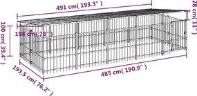 vidaXL Υπαίθριο Κλουβί Σκύλων με Οροφή από Χάλυβα 9,38 μ²