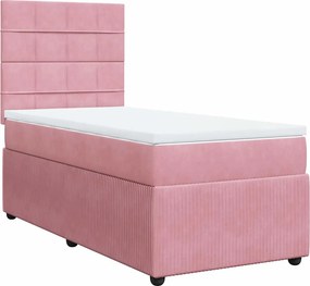 vidaXL Κρεβάτι Boxspring με Στρώμα Ροζ 100x200 εκ. Βελούδινο