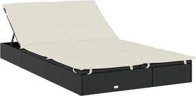 vidaXL Ξαπλώστρα 2 Ατόμων Στρογγ Οροφή Μαύρη 211x111x140εκ Συνθ. Ρατάν