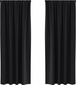 vidaXL Κουρτίνες Μαύρης Ύφανσης με Δαχτυλίδια 2 pcs Μαύρο