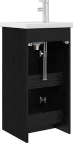 vidaXL Καθρέφτης μπάνιου με νιπτήρα Μαύρη Δρυς 42 x 40 x 84,5 εκ