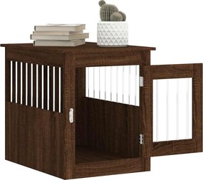 vidaXL Κλουβί Σκύλου Καφέ Δρυς 55 x 75 x 65 εκ. από Επεξεργ. Ξύλο