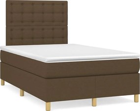 vidaXL Κρεβάτι Boxspring με Στρώμα Σκούρο Καφέ 120x190 εκ Υφασμάτινο