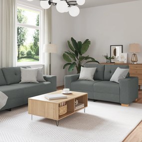 vidaXL σετ τριθέσιου καναπέ με μαξιλάρια σε σκούρο γκρι ύφασμα