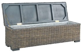 vidaXL Μπαούλο Αποθήκευσης Γκρι 120 εκ. Ρατάν Kubu/Μασίφ Ξύλο Μάνγκο
