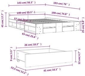 ΠΛΑΙΣΙΟ ΚΡΕΒΑΤΙΟΥ ΜΕ ΣΥΡΤΑΡΙΑ ΓΚΡΙ SONOMA 140X190ΕΚ. ΕΠΕΞ. ΞΥΛΟ 3280767