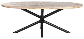 Τραπεζαρία DKD Home Decor Φυσικό Μαύρο Μέταλλο Ξύλο από Μάνγκο 200 x 100 x 76 cm