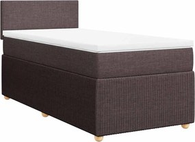 vidaXL Κρεβάτι Boxspring με Στρώμα Σκούρο Καφέ 100x200 εκ. Υφασμάτινο