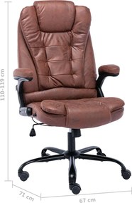 vidaXL Πολυθρόνα Γραφείου Ανοιχτό Καφέ από Γνήσιο Δέρμα