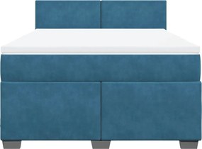 vidaXL Κρεβάτι Boxspring με Στρώμα Μπλε 160x200 εκ. Βελούδινο