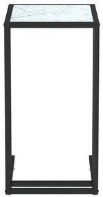 vidaXL Τραπέζι Υπολογ. Βοηθ. Λευκό Οψη Μαρμάρου 50x35x65εκ. Ψημ. Γυαλί