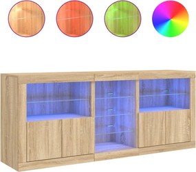 vidaXL Ντουλάπι με LED Sonoma Δρυς 162x37x67 εκ.