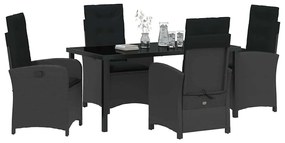 vidaXL Σέτ φαγητού για κήπο 5 pcs Μαύρο συνθετικό ρατάν