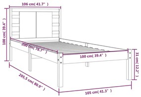 vidaXL Σκελετός Κρεβατιού Χωρίς Στρώμα Λευκό 100x200 εκ. Μασίφ Πεύκο